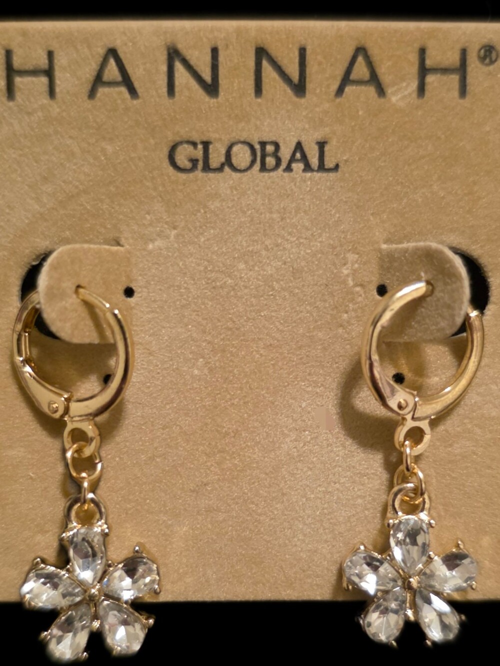 Flower Drop Earrings with Clear Stones
